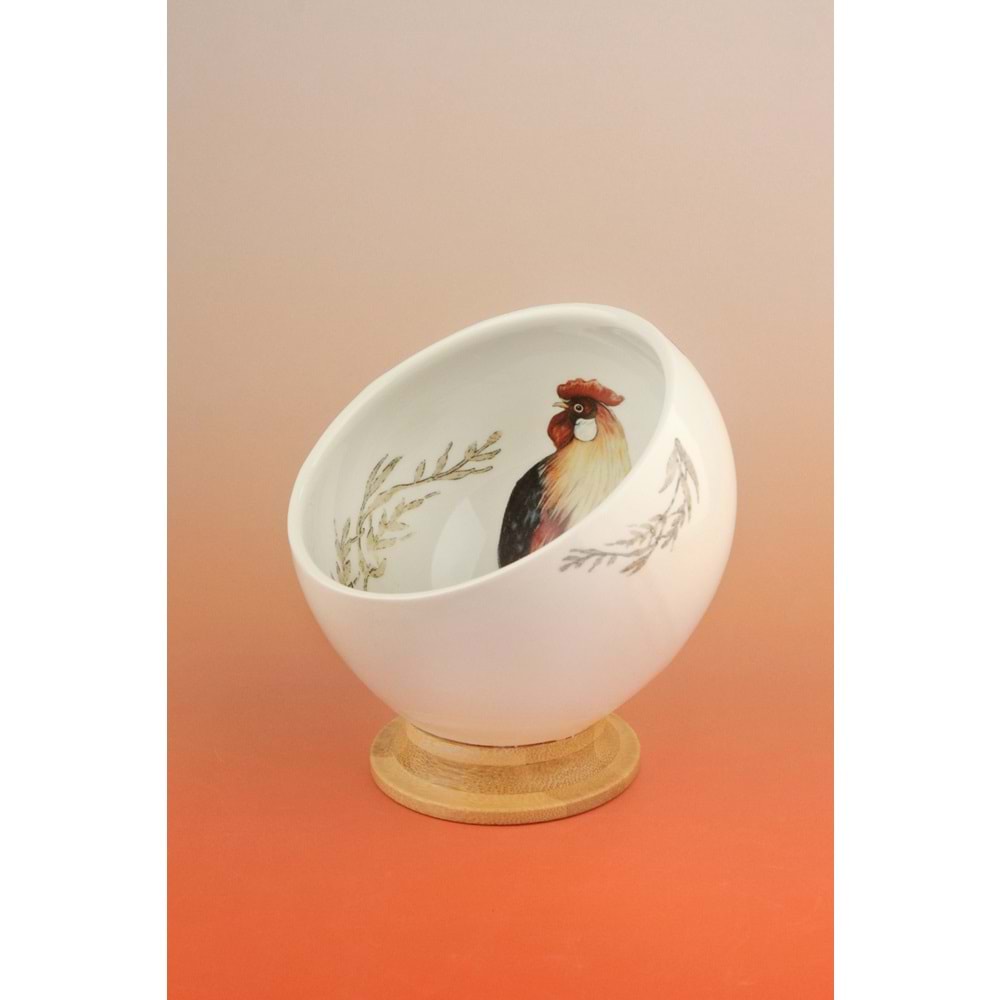 Retro horoz bambu ayaklı porselen kase