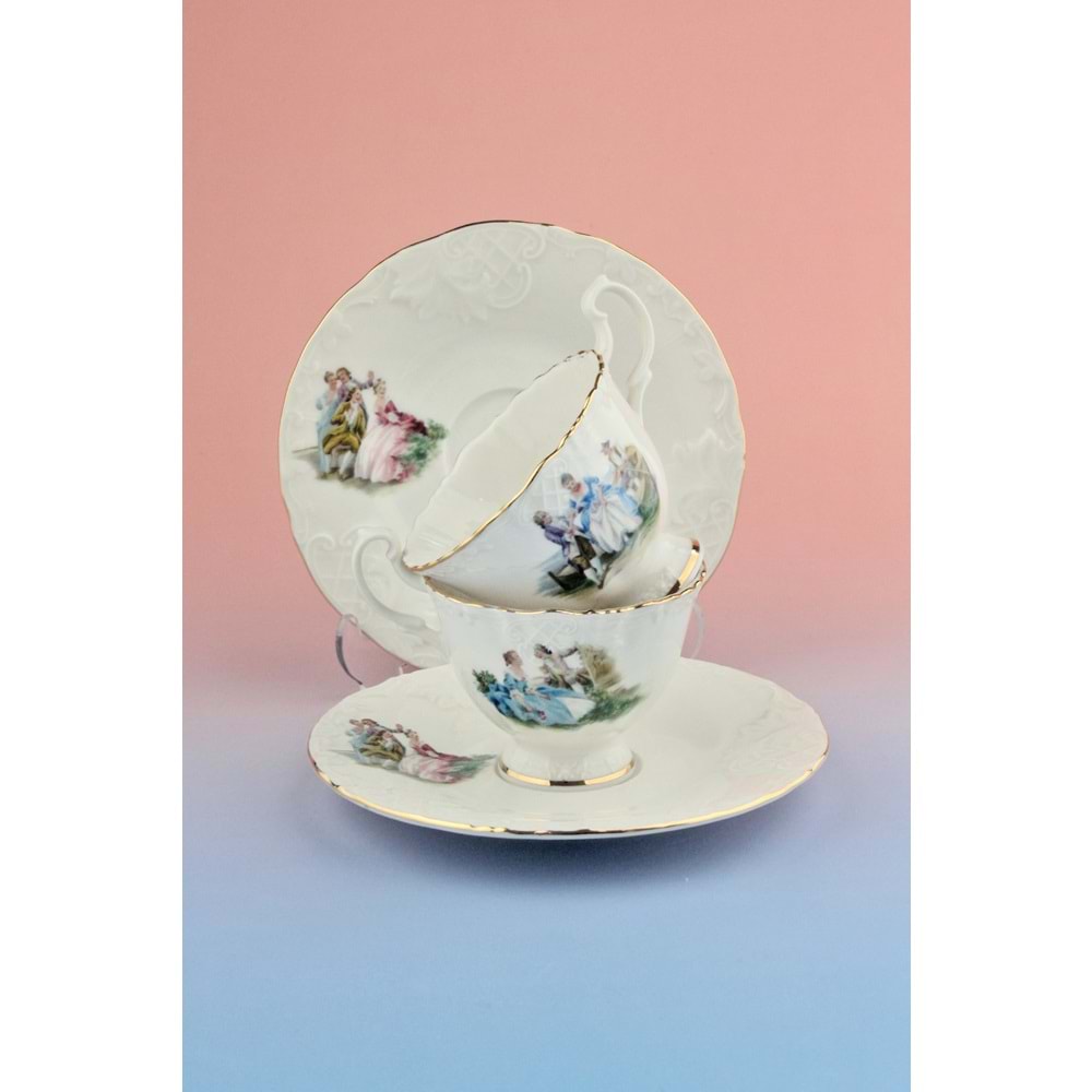 Altın yaldızlı markis 2 kişilik kahve fincan takımı