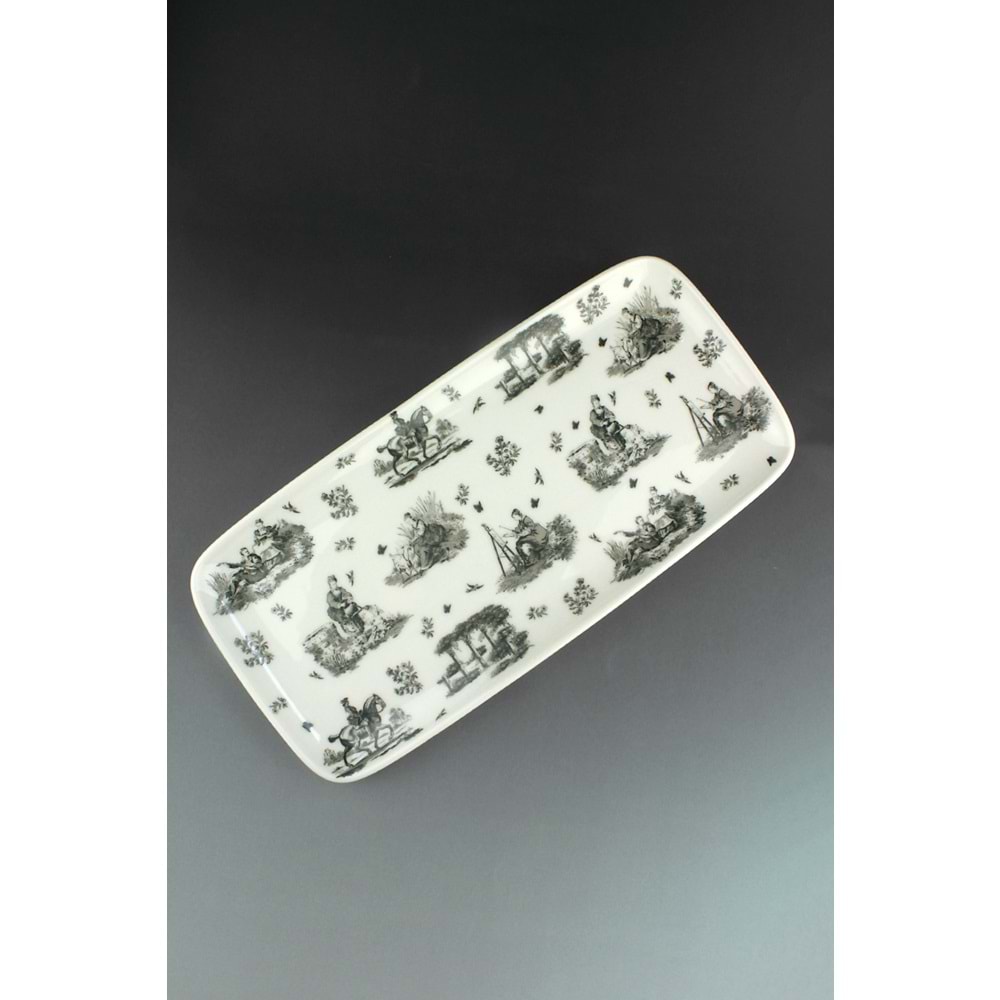 Siyah royal porselen sunum tabağı/tepsisi