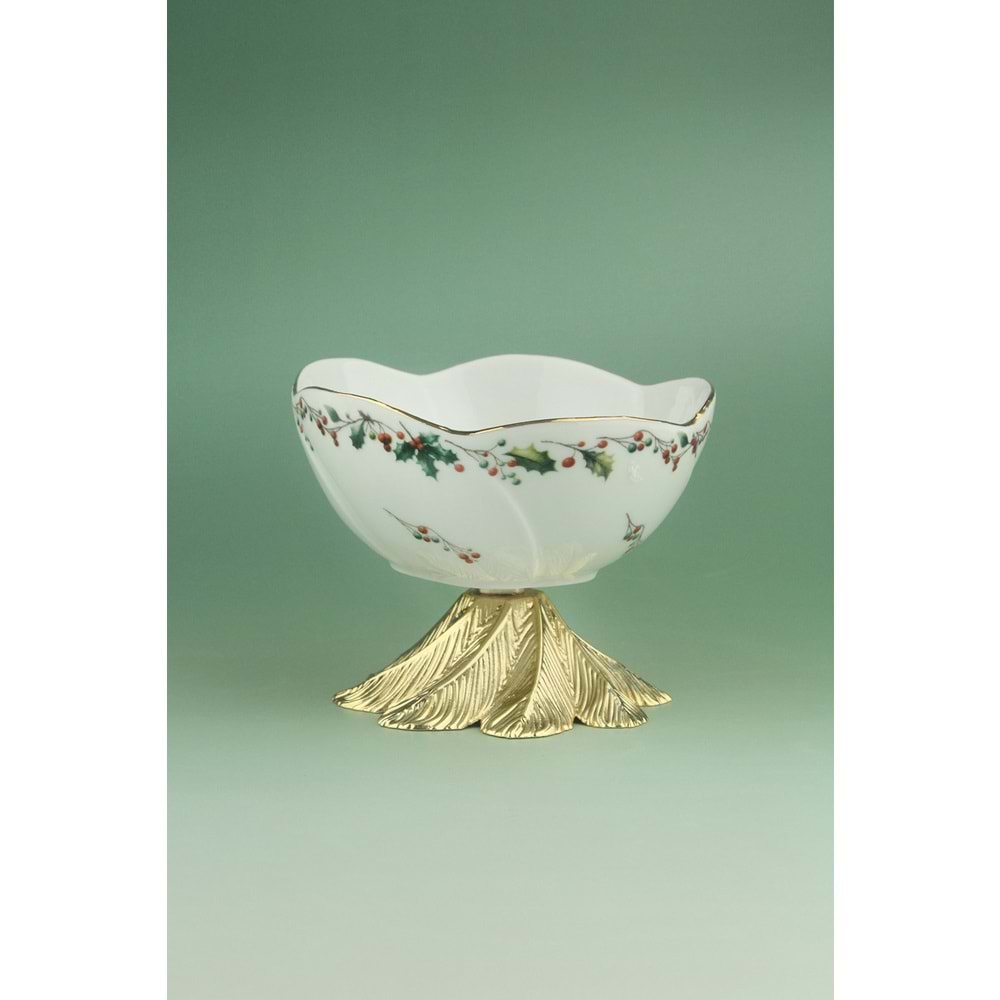 Christmas metal ayaklı porselen kase