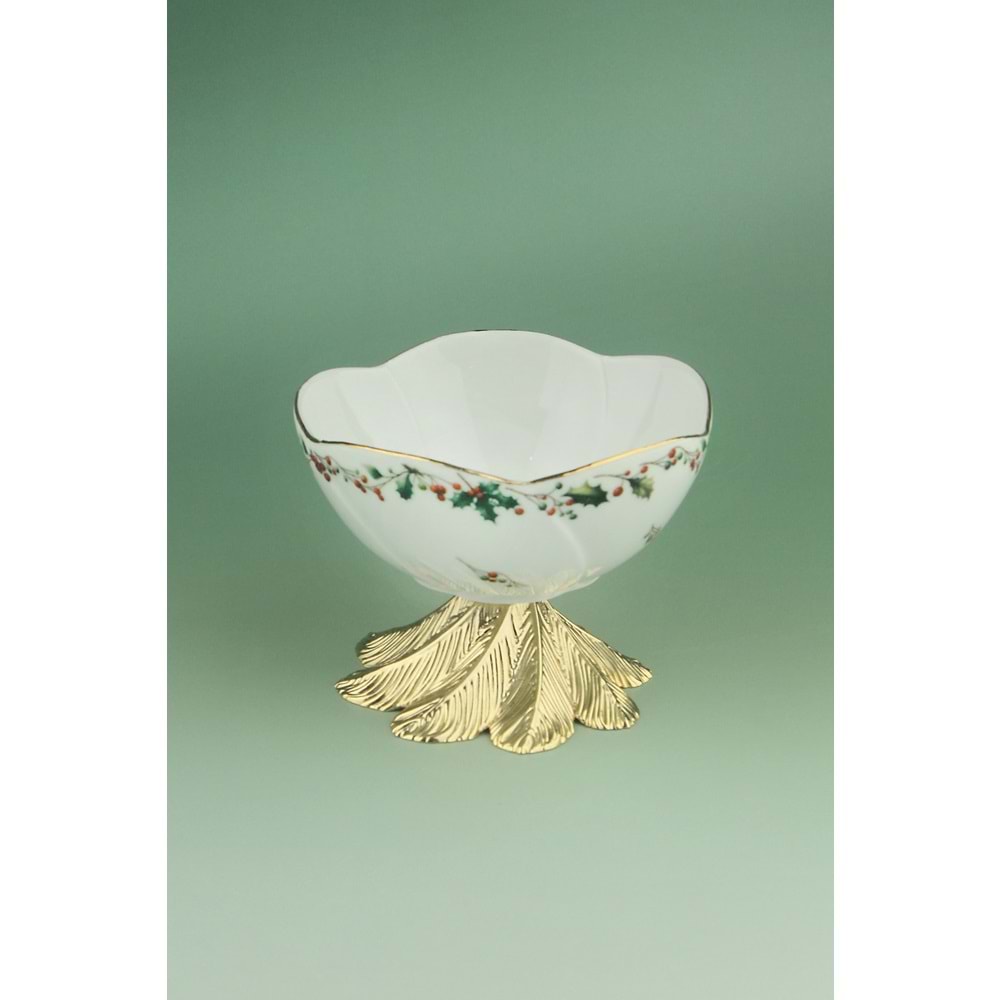 Christmas metal ayaklı porselen kase