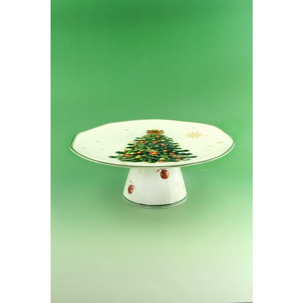 Christmas tree porselen ayaklı sunum tabağı