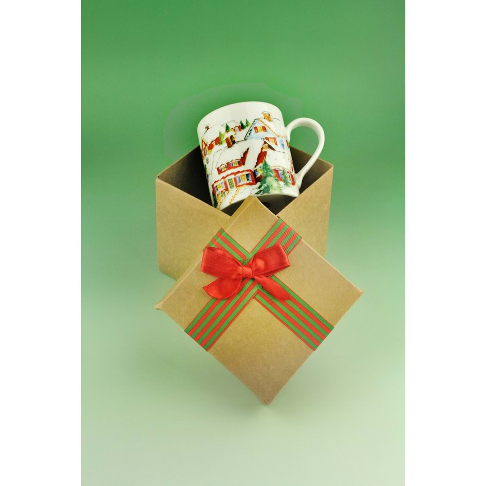 Snowy altın yaldızlı porselen kupa yılbaşı hediye kutulu