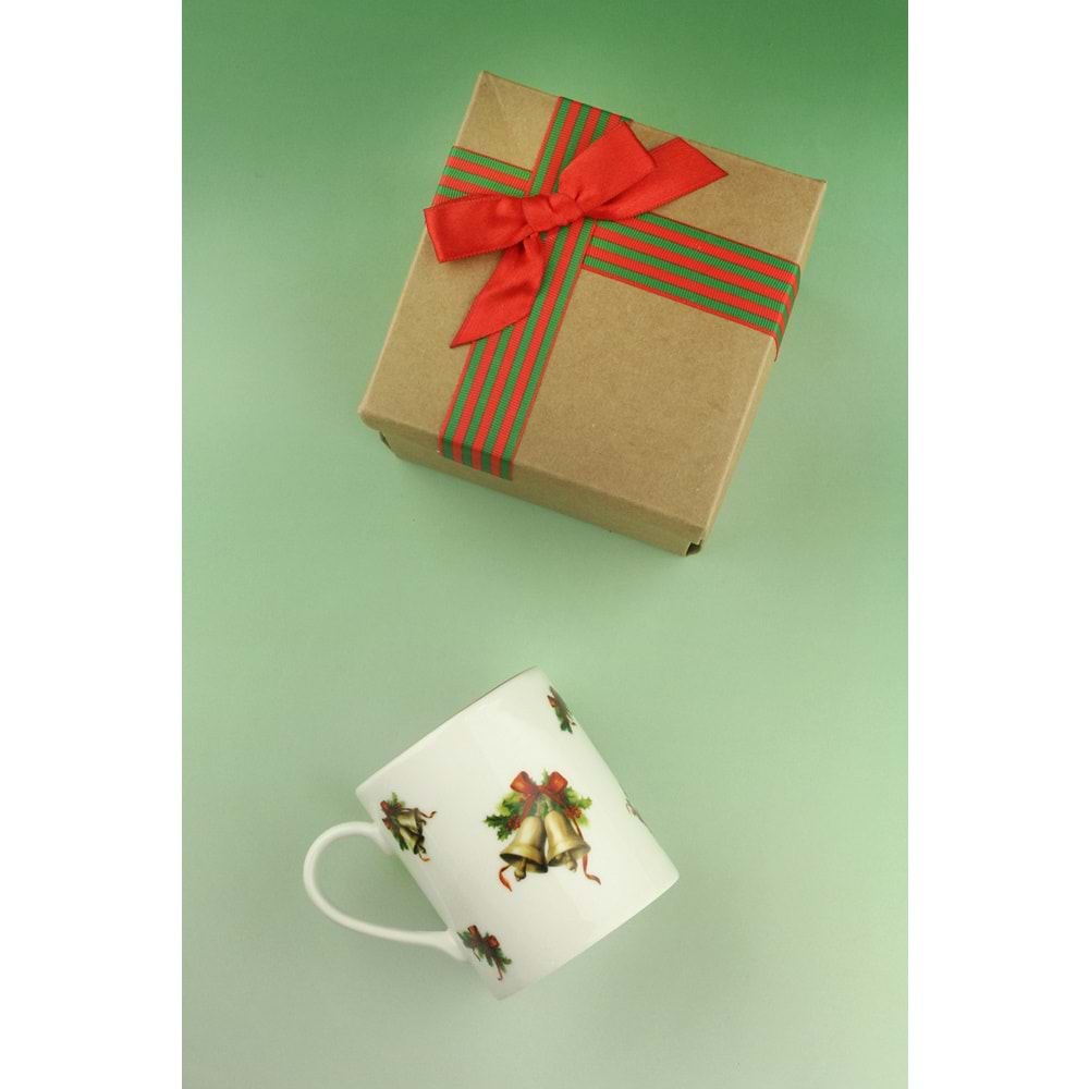 Christmas bells altın yaldızlı porselen kupa yılbaşı hediye kutulu