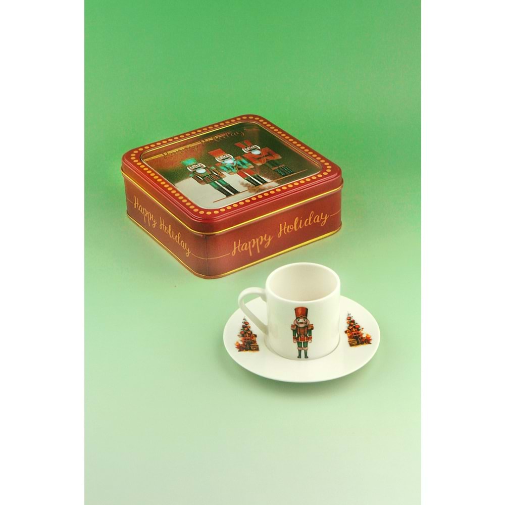Nutcrackers porselen kahve fincan takımı metal yılbaşı hediye kutulu