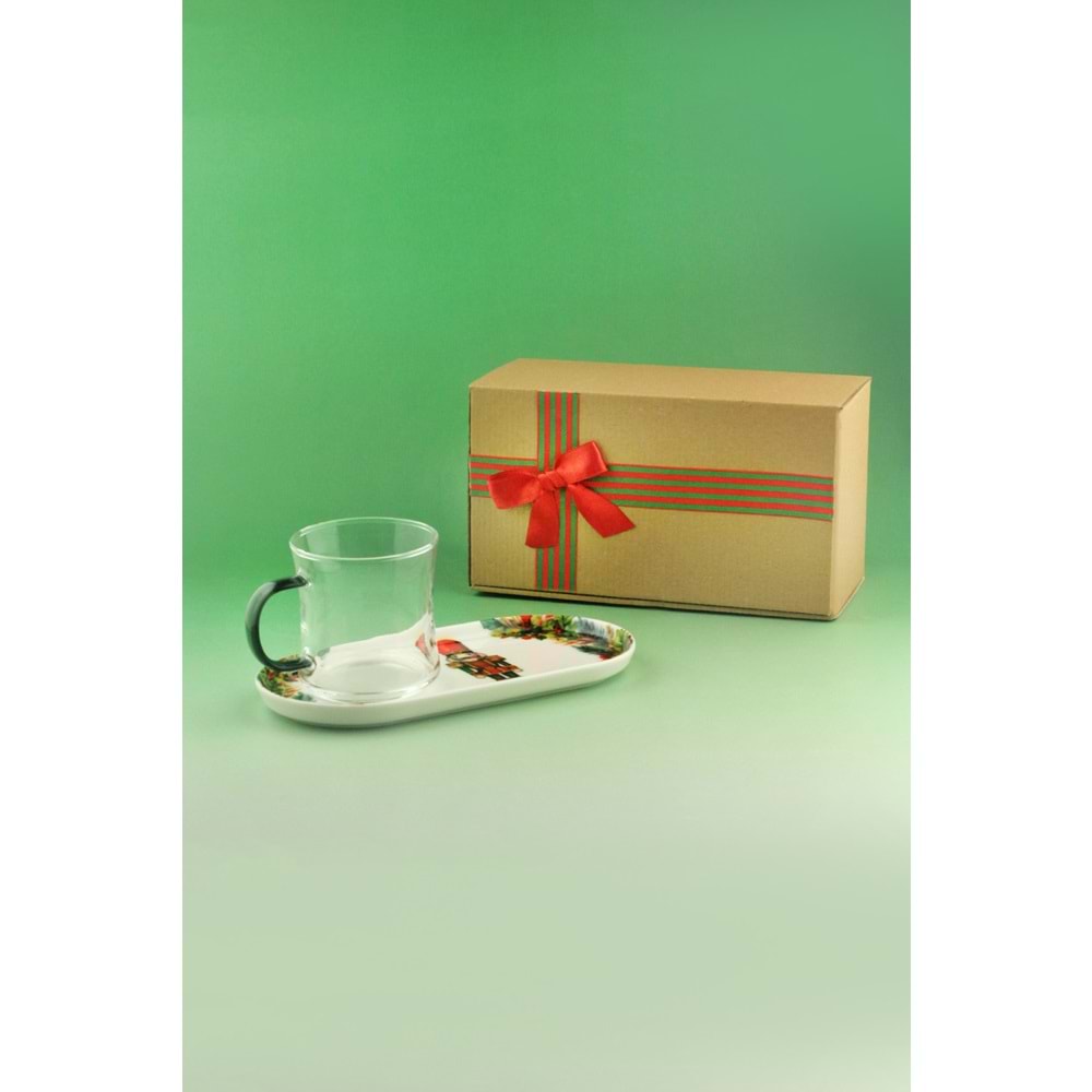 Nutcrackers cam kupa & tabağı yılbaşı hediye kutulu