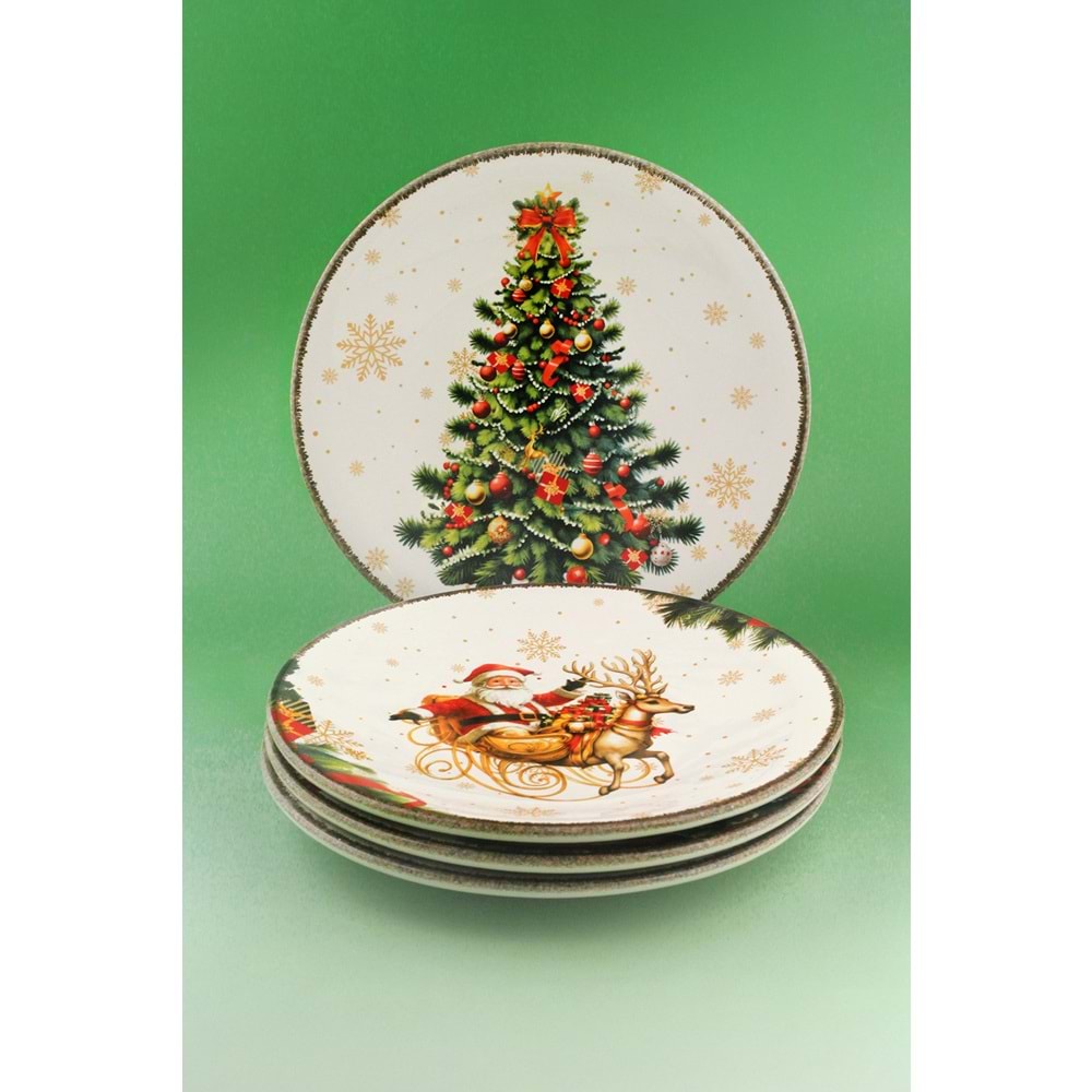 Retro new christmas 4 parça porselen servis tabağı