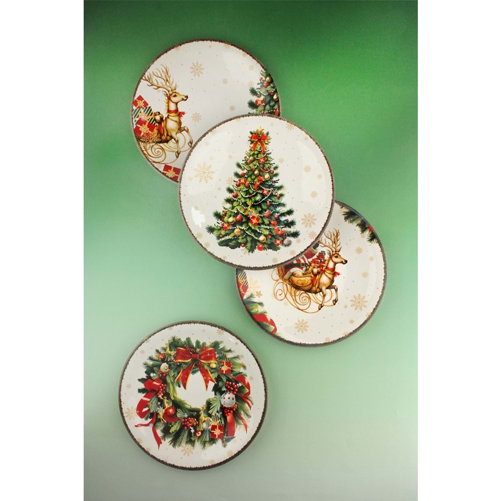 Retro new christmas 4 parça porselen servis tabağı