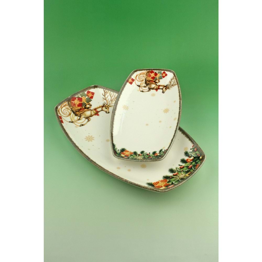 Retro christmas gifts 2 boy porselen kayık tabak