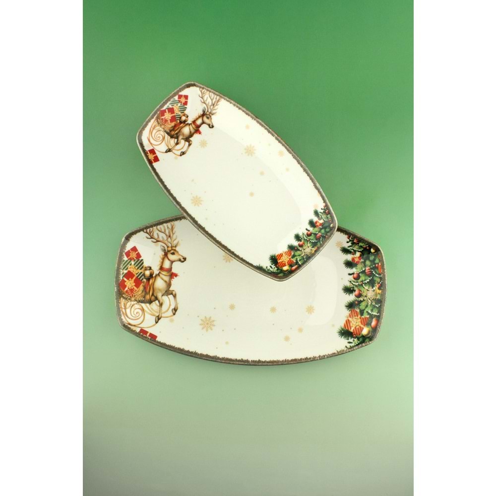 Retro christmas gifts 2 boy porselen kayık tabak