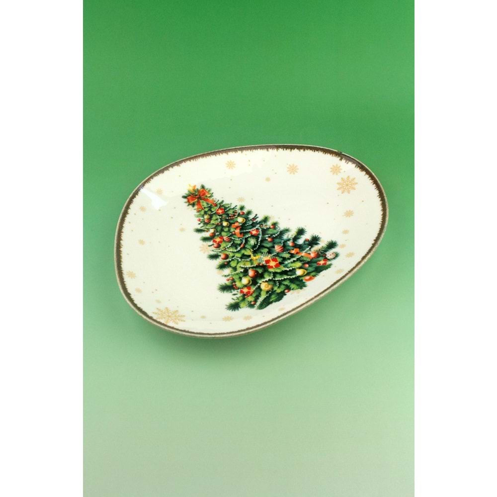 Retro christmas tree porselen servis/sunum tabağı