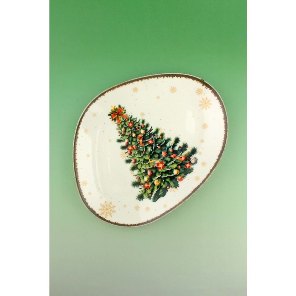 Retro christmas tree porselen servis/sunum tabağı
