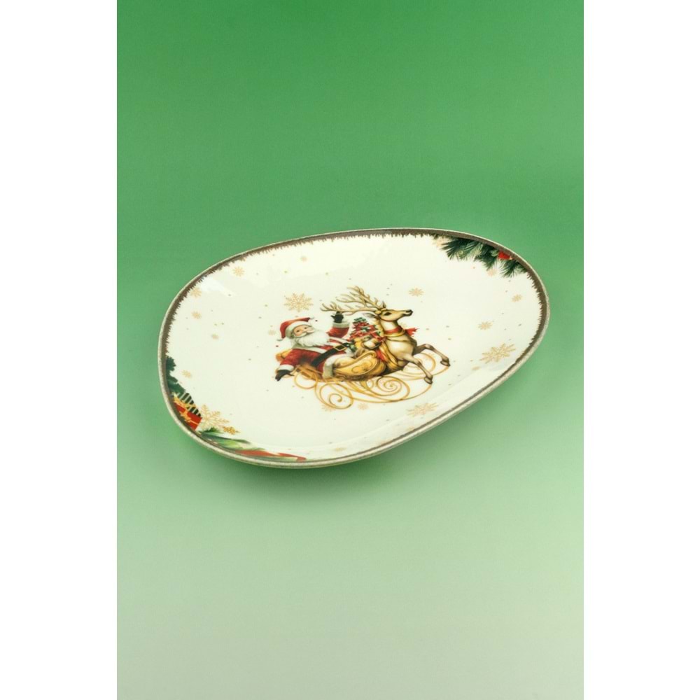 Retro christmas reindeer porselen servis/sunum tabağı