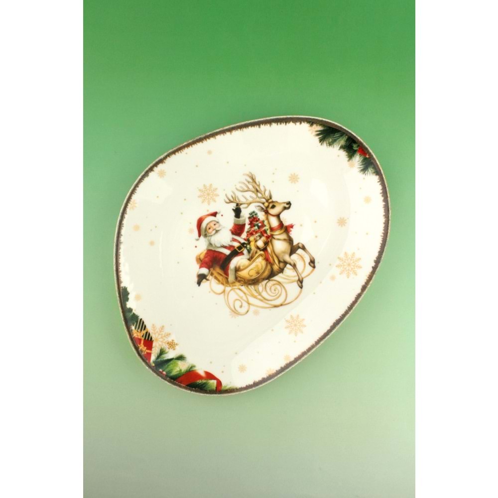 Retro christmas reindeer porselen servis/sunum tabağı