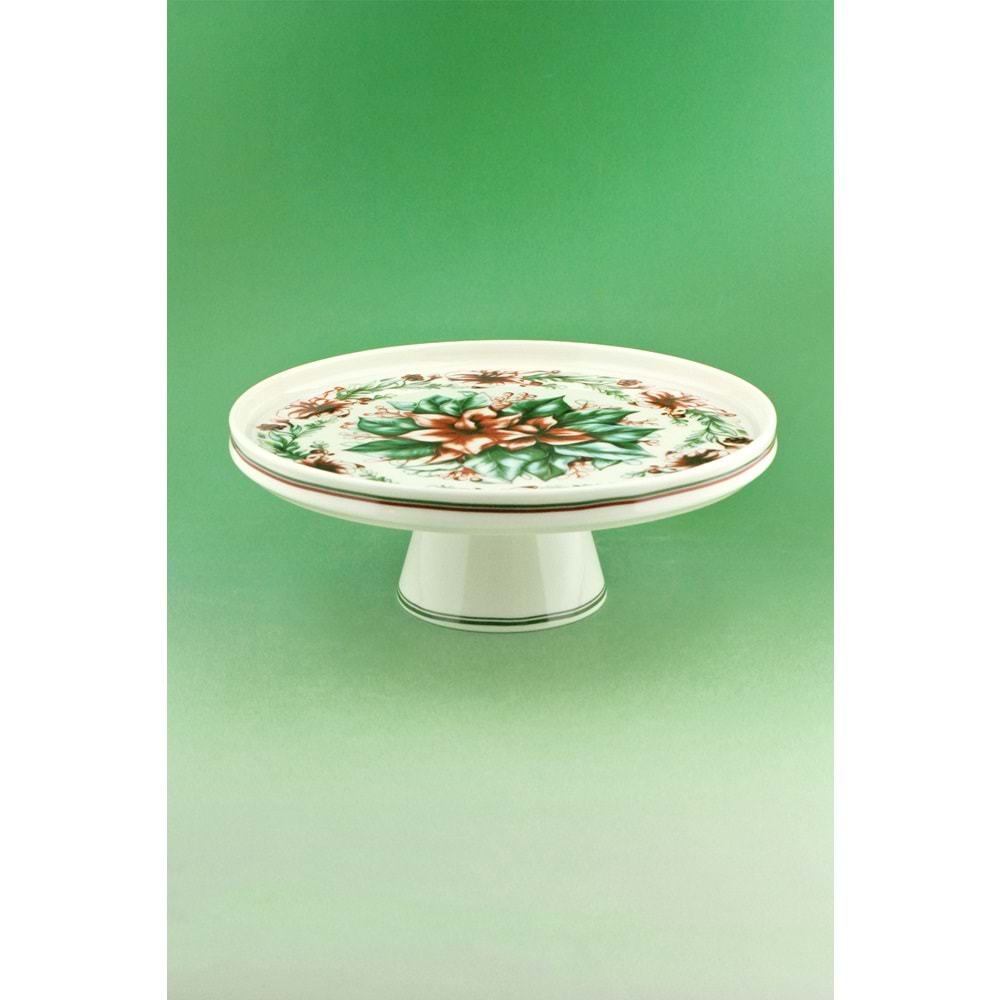 Winterberry porselen ayaklı sunum tabağı