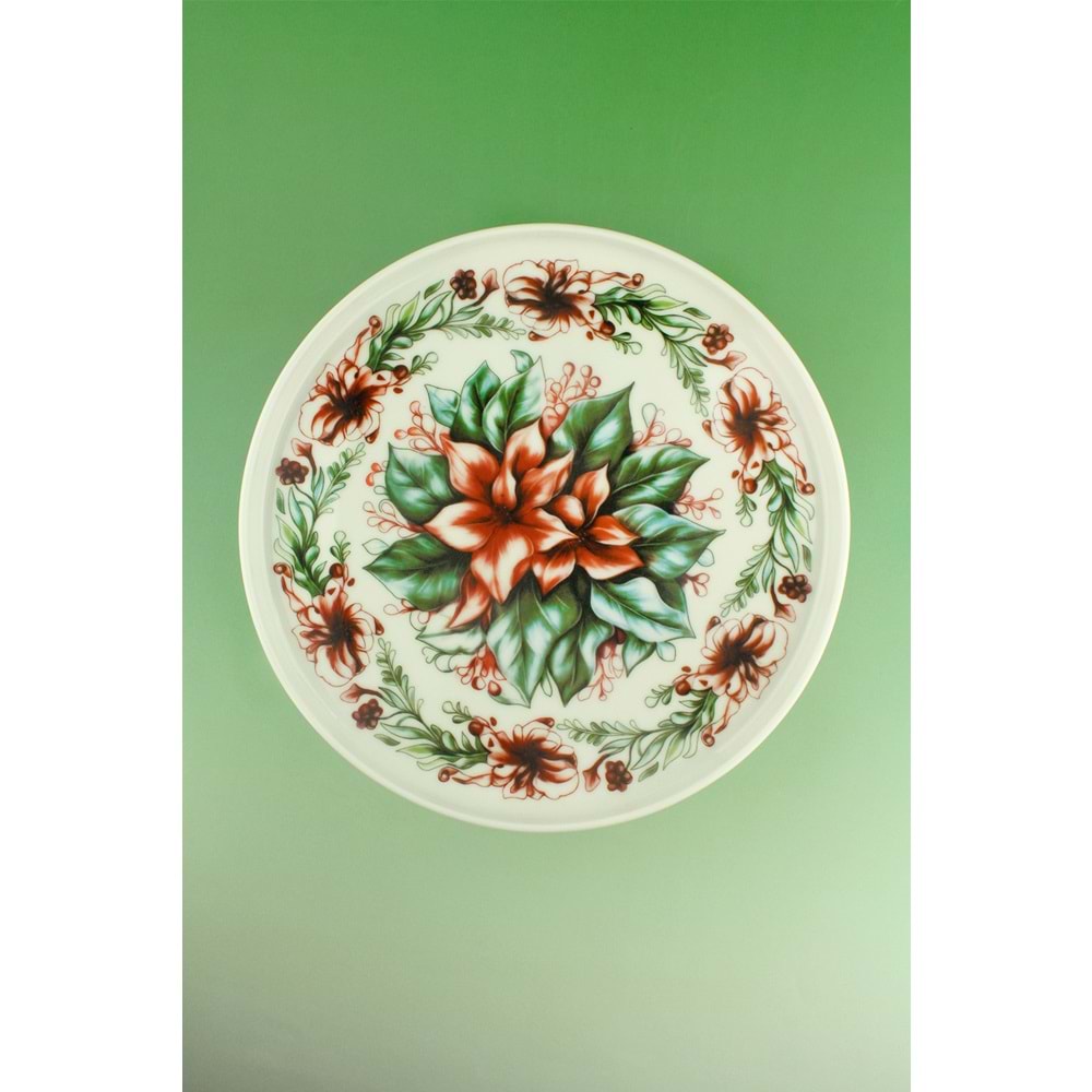 Winterberry porselen ayaklı sunum tabağı