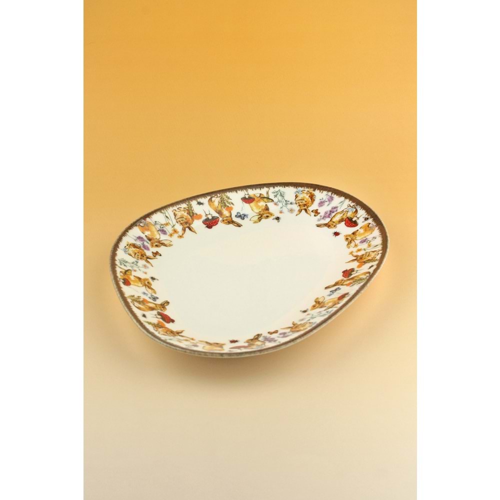 Retro tavşan porselen servis/sunum tabağı