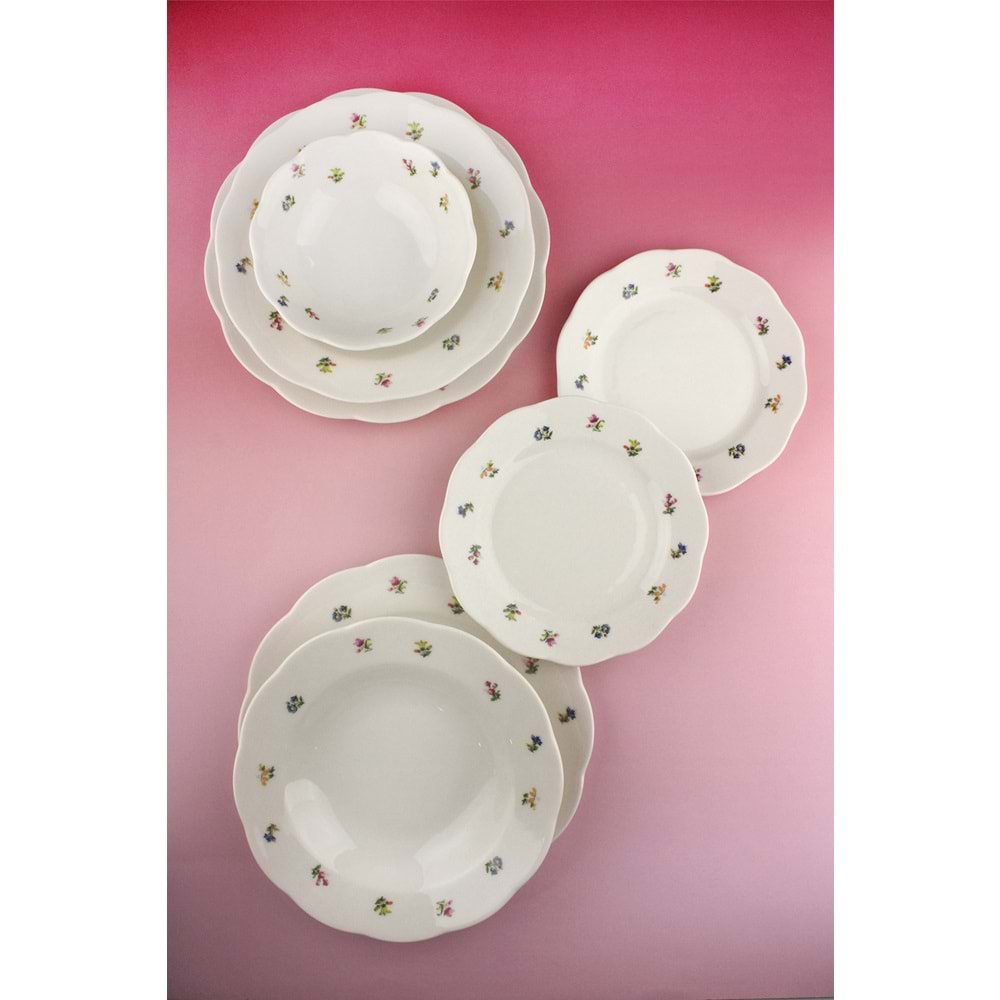 Flora porselen 2 kişilik 7 parça yemek takımı