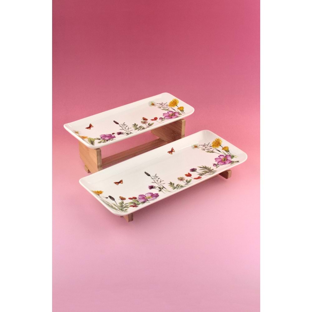 Meadow porselen iki katlı sunumluk