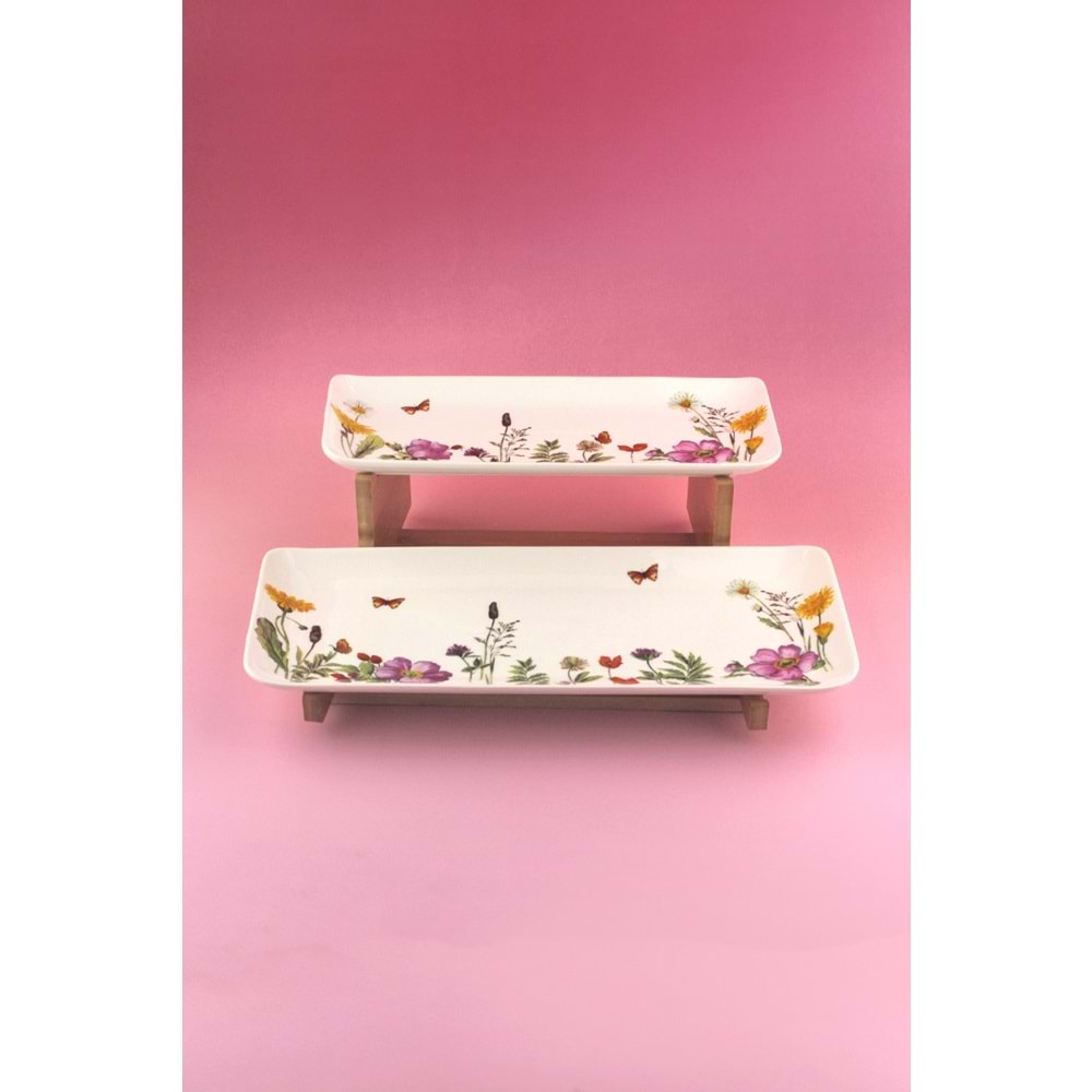 Meadow porselen iki katlı sunumluk