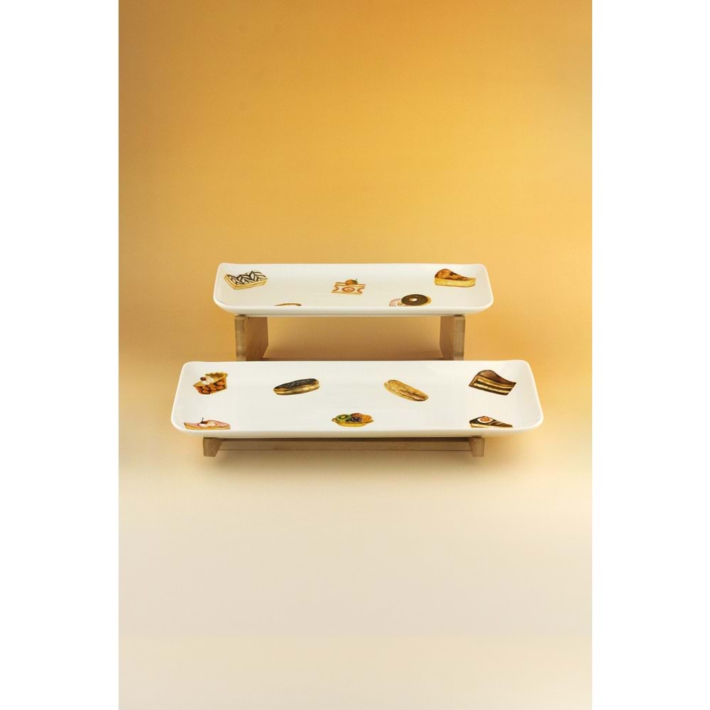 Cupcake porselen iki katlı sunumluk