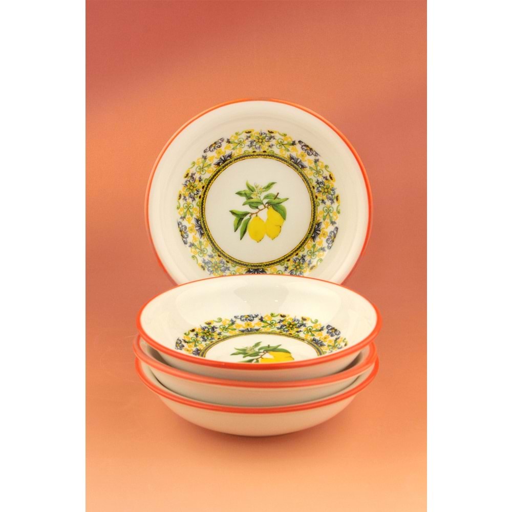 Oranj kenar limon 4 parça porselen çerezlik