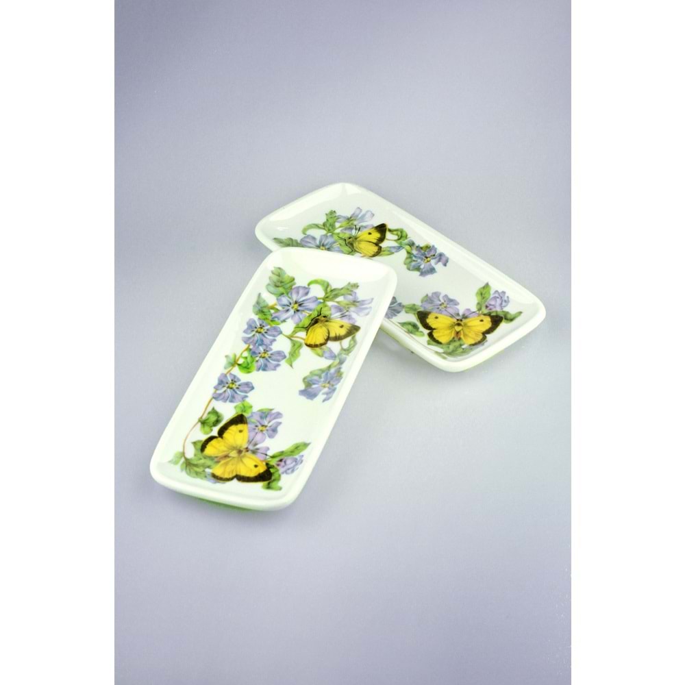 Lilac butterfly 2 parça porselen sunum tabağı