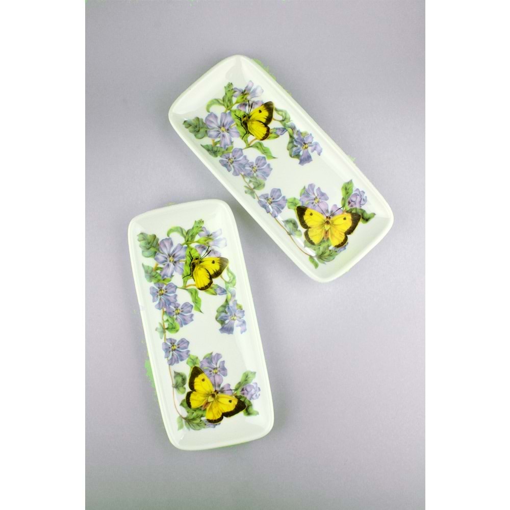 Lilac butterfly 2 parça porselen sunum tabağı