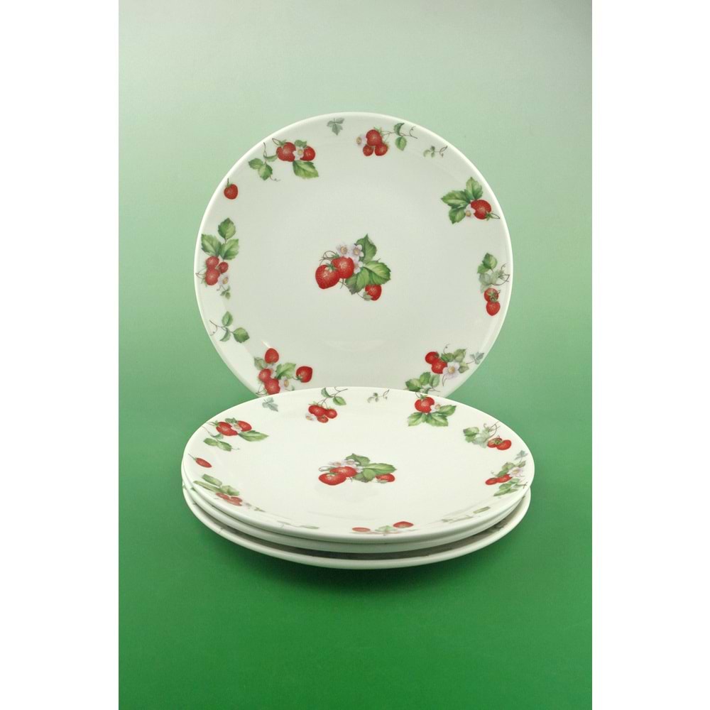 Strawberry 4 parça porselen pasta tabağı