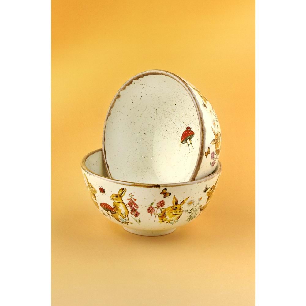 Tavşan retro iki adet porselen kase