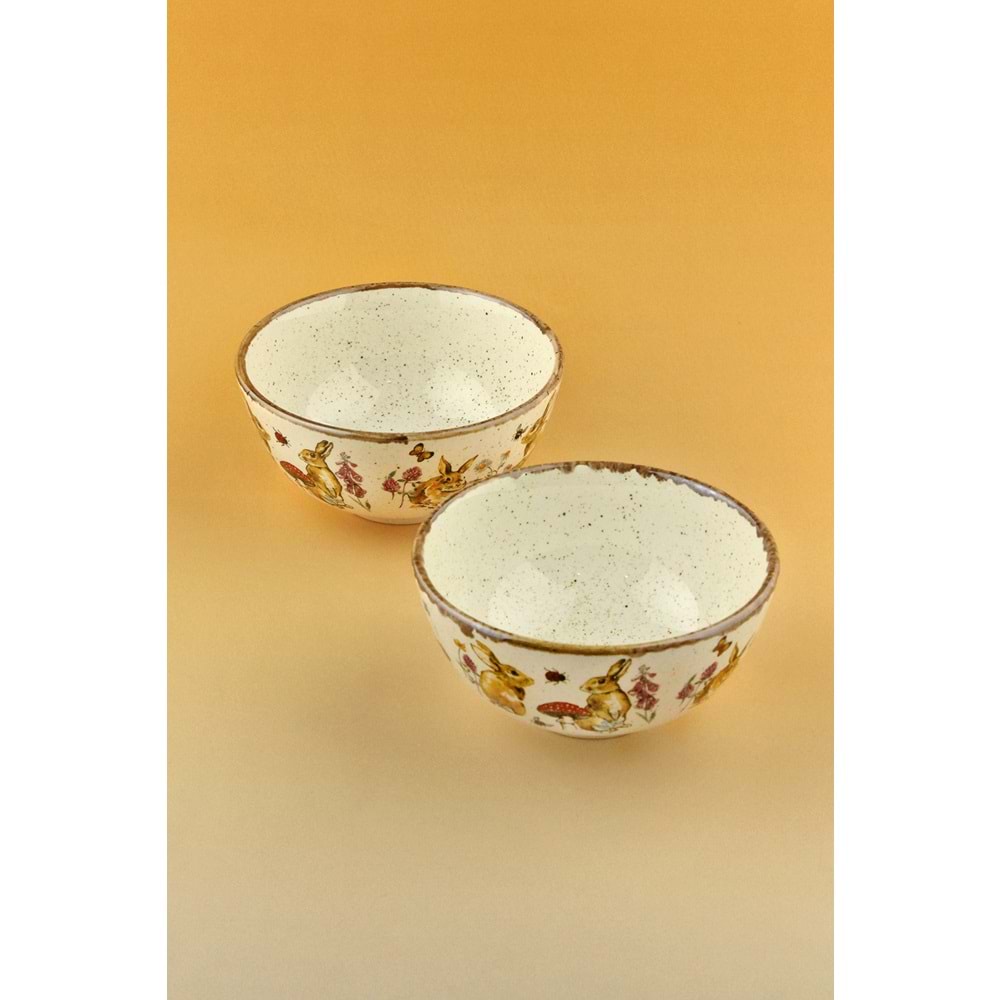 Tavşan retro iki adet porselen kase