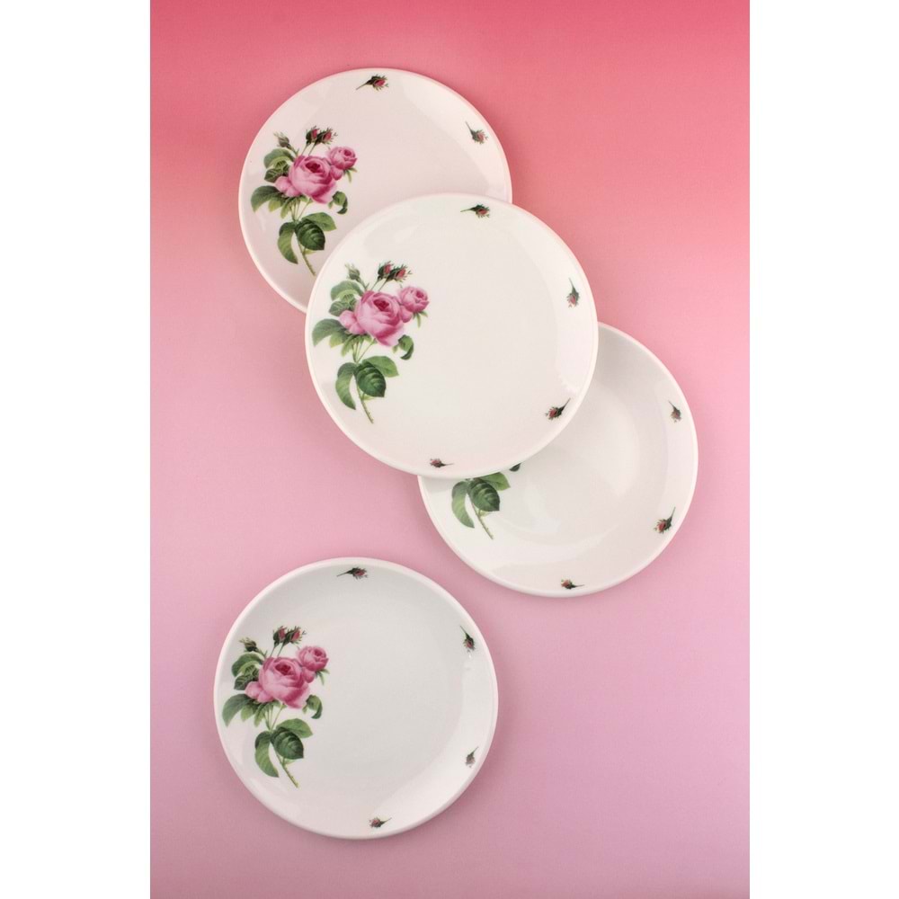 Pink rose 4 parça porselen pasta tabağı