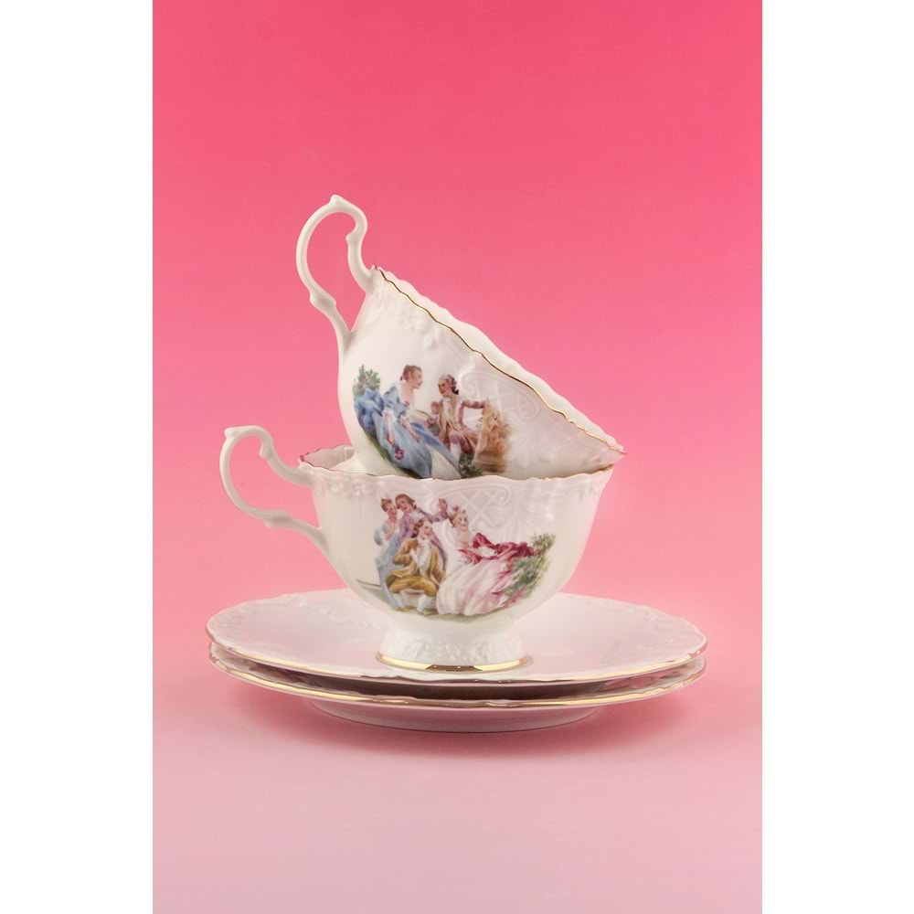 Markis altın yaldızlı 2 kişilik çay fincan takımı