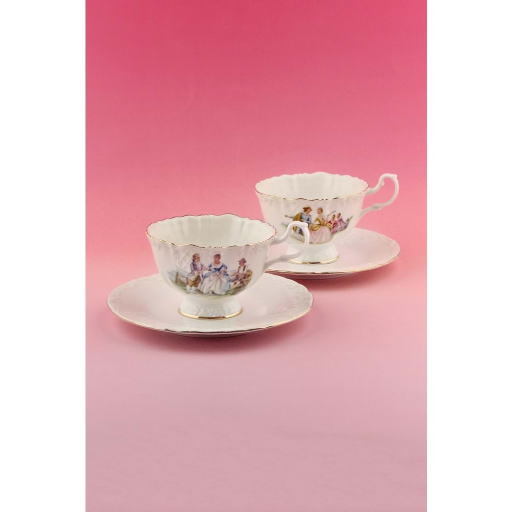 Markis altın yaldızlı 2 kişilik çay fincan takımı