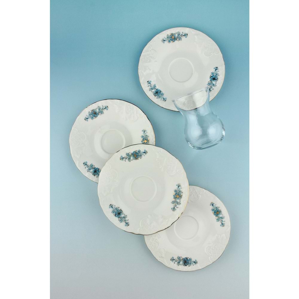 Aqua gold 8 parça 4 kişilik porselen çay takımı