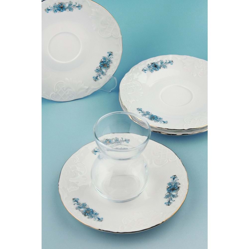 Aqua gold 8 parça 4 kişilik porselen çay takımı