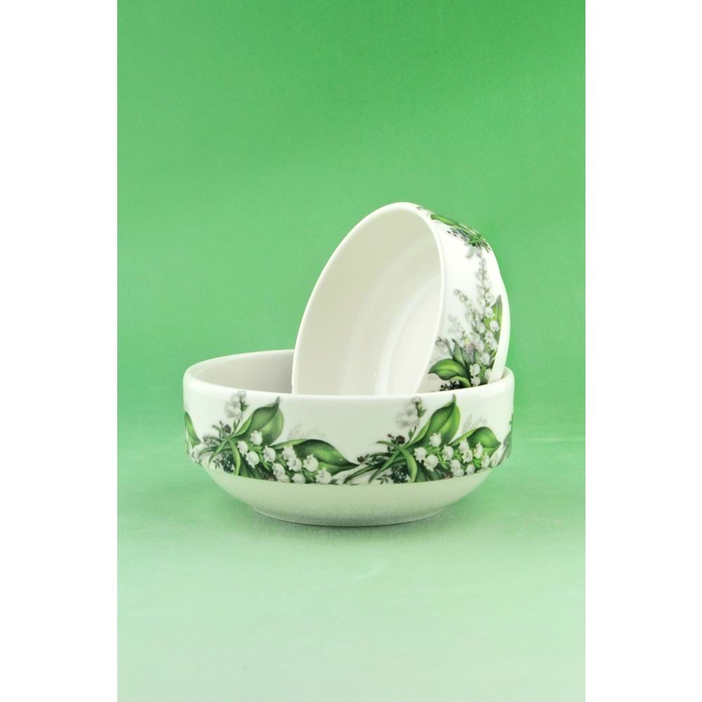 Yeşil çiçek 2 boy porselen kase