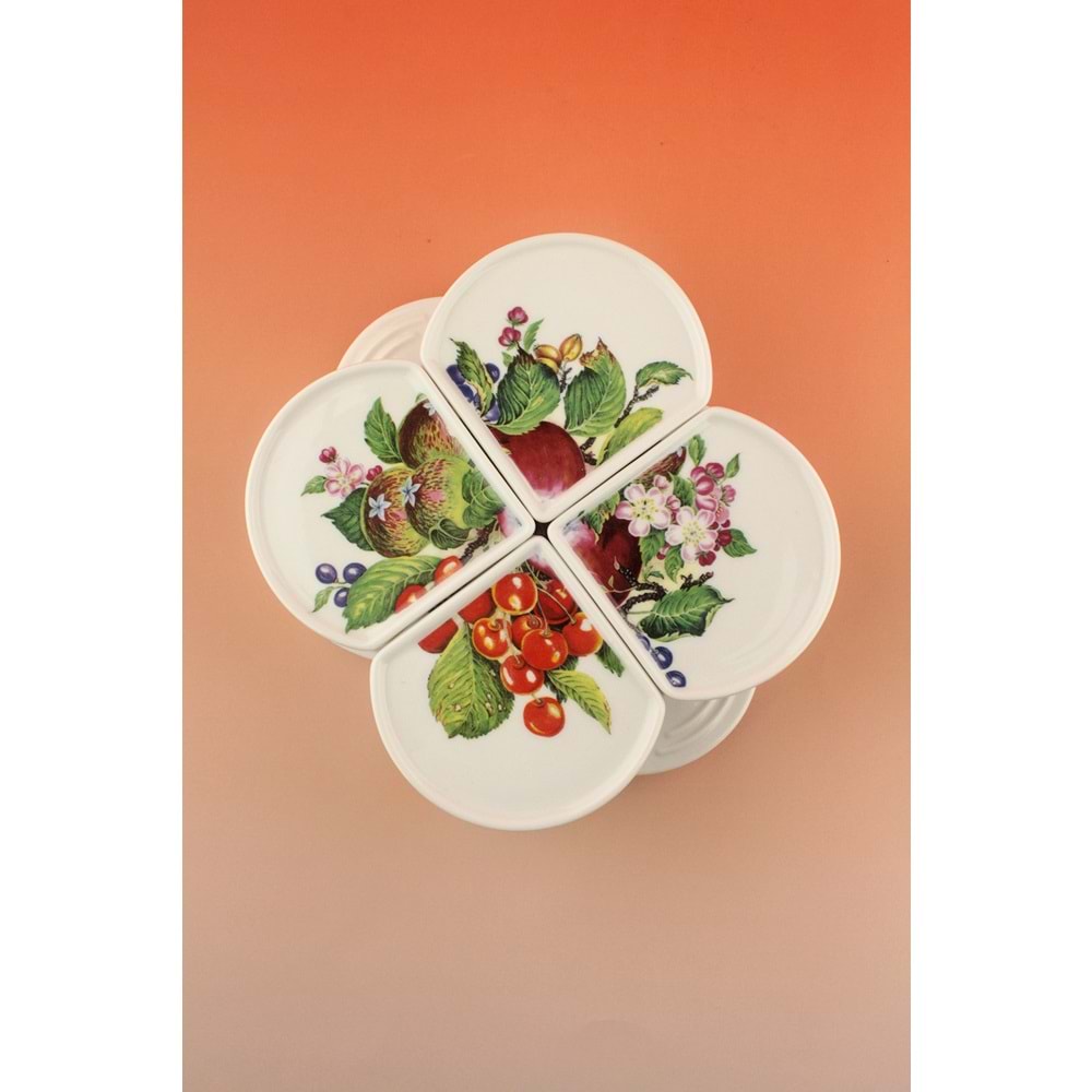 Fruit 4 lü porselen kapaklı kahvaltılık