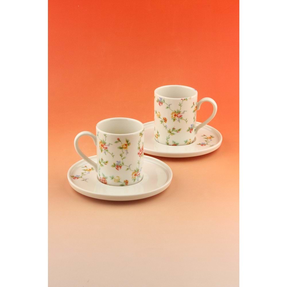 Mine çiçeği iki kişilik porselen kahve fincan takımı