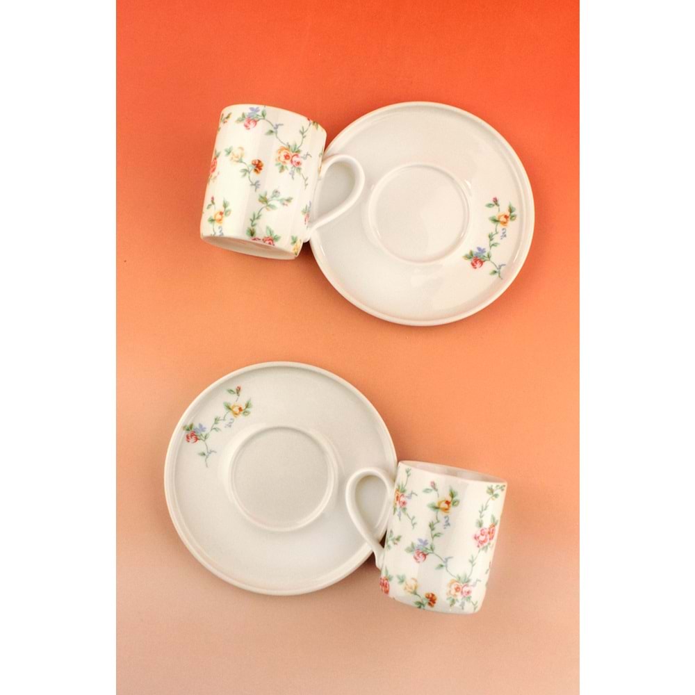 Mine çiçeği iki kişilik porselen kahve fincan takımı