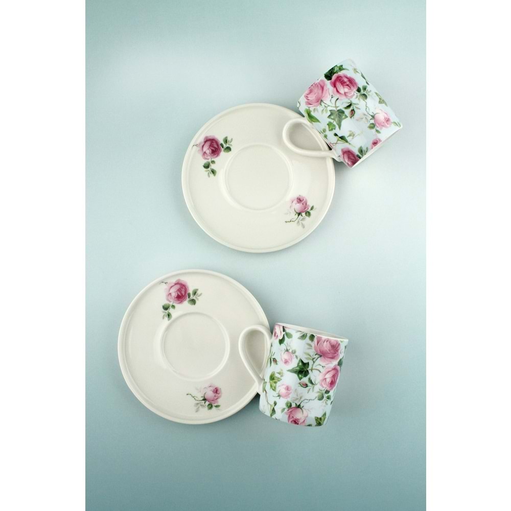 Blue ivy rose iki kişilik porselen kahve fincan takımı