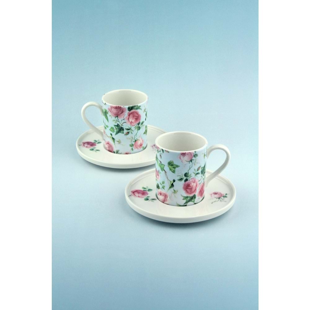 Blue ivy rose iki kişilik porselen kahve fincan takımı