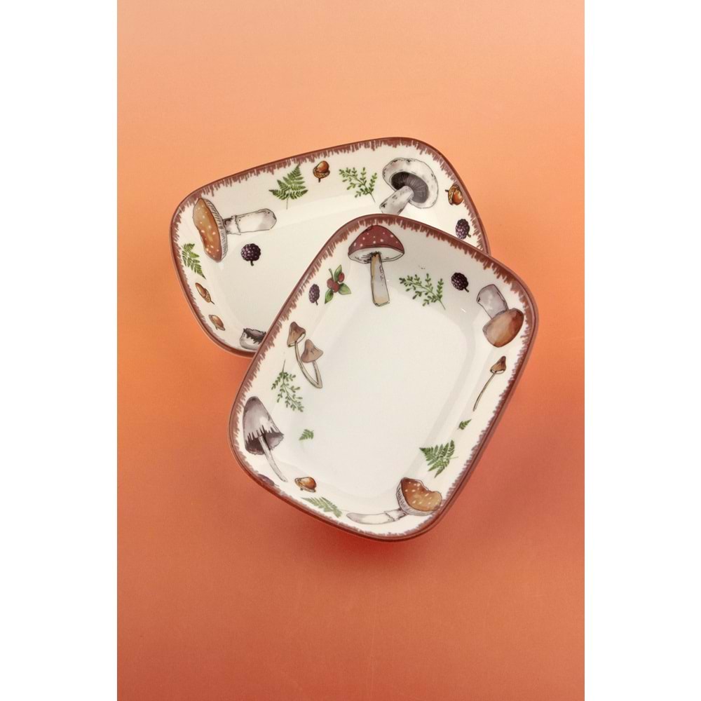 Retro mushrooms 2 adet porselen kahvaltılık/çerezlik