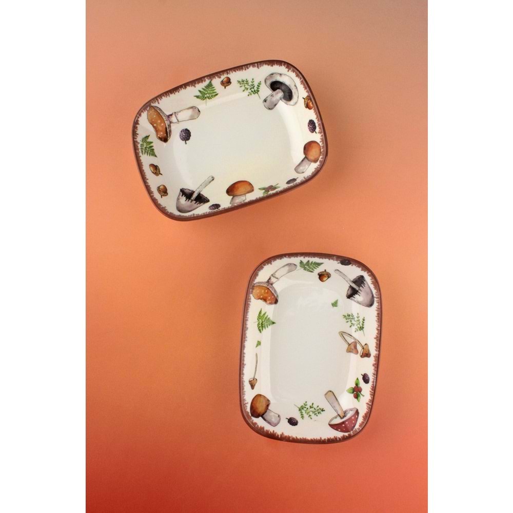 Retro mushrooms 2 adet porselen kahvaltılık/çerezlik