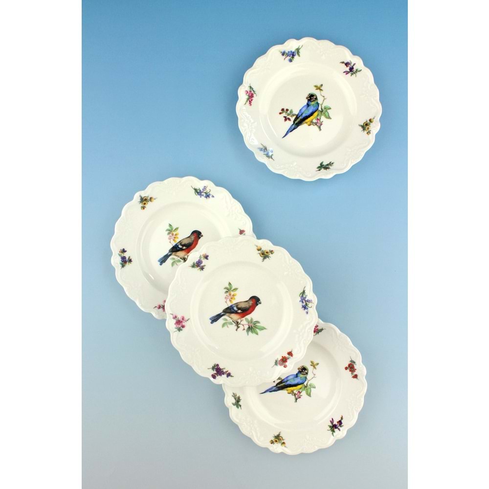 Renkli kuş 4 parça pasta/kurabiye tabağı