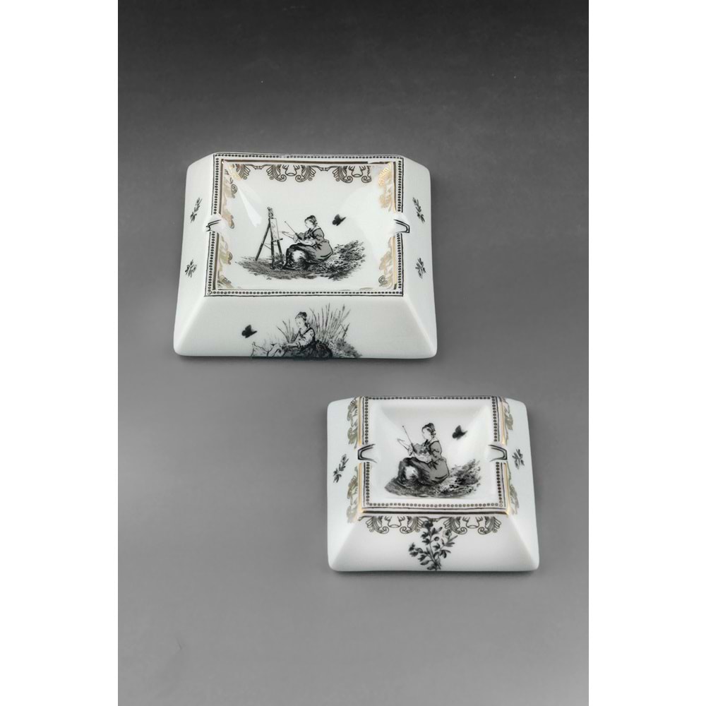 Siyah royal gold 2 boy porselen kül tablası