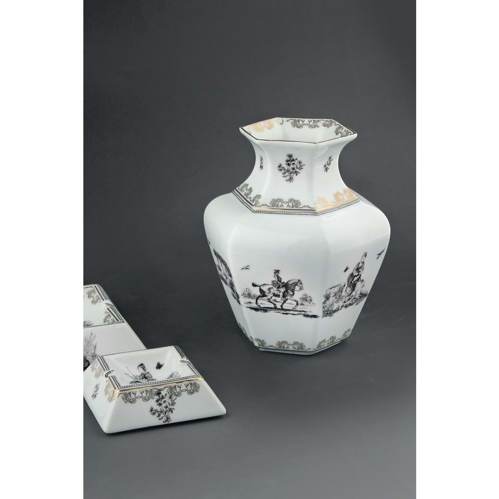 Siyah royal gold 2 boy porselen kül tablası