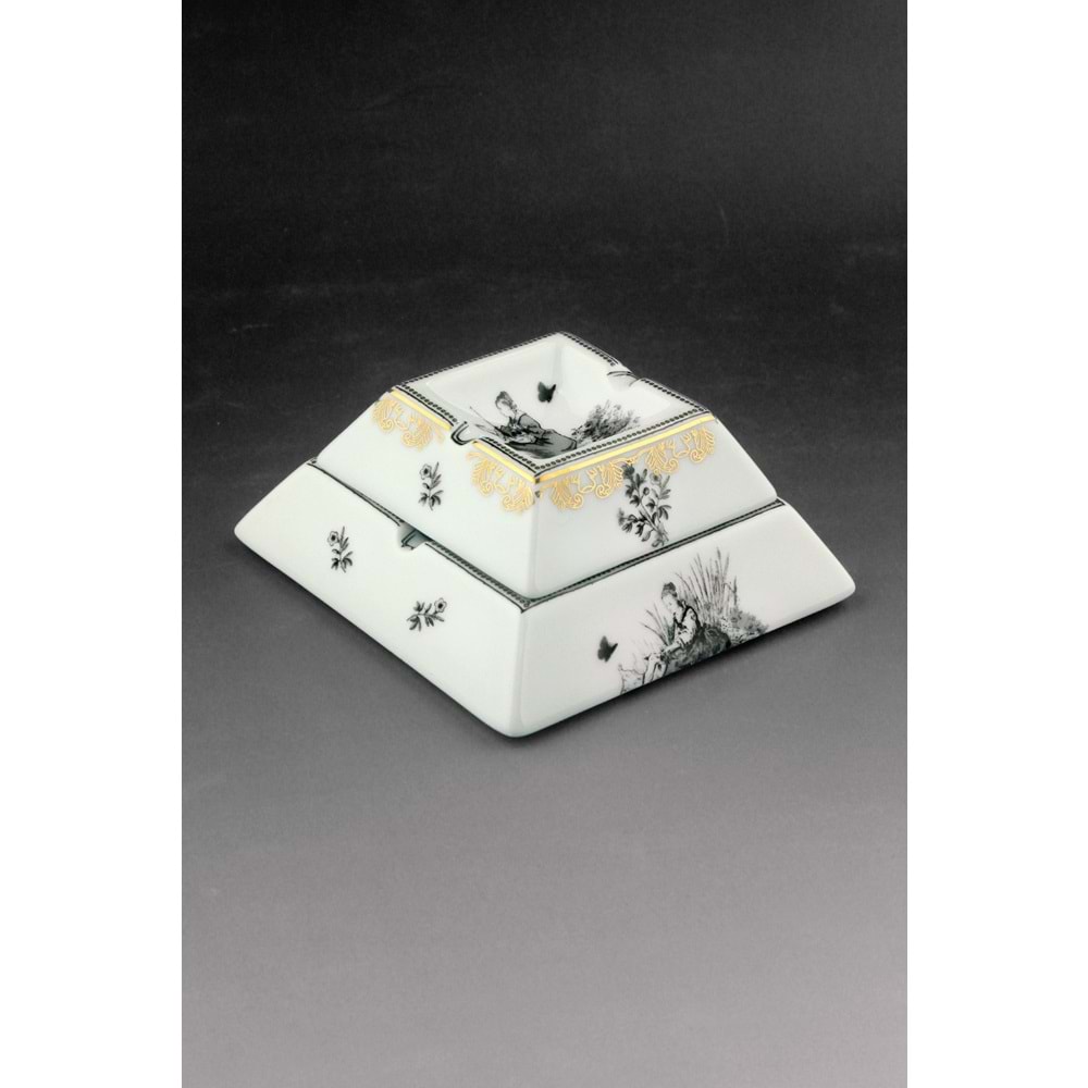 Siyah royal gold 2 boy porselen kül tablası