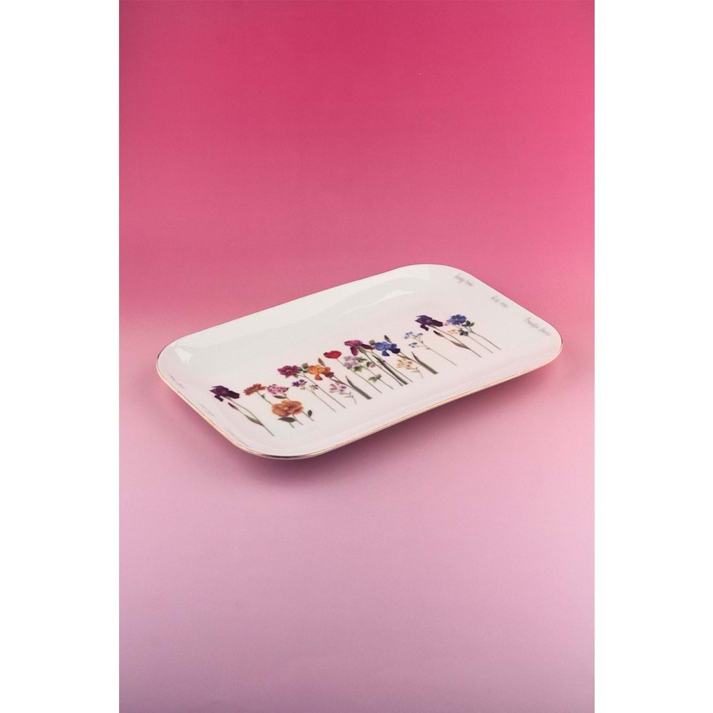 Beautiful flowers gold porselen tepsi