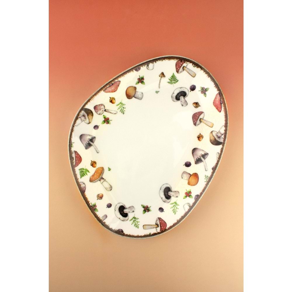 Retro mushroom porselen servis/sunum tabağı